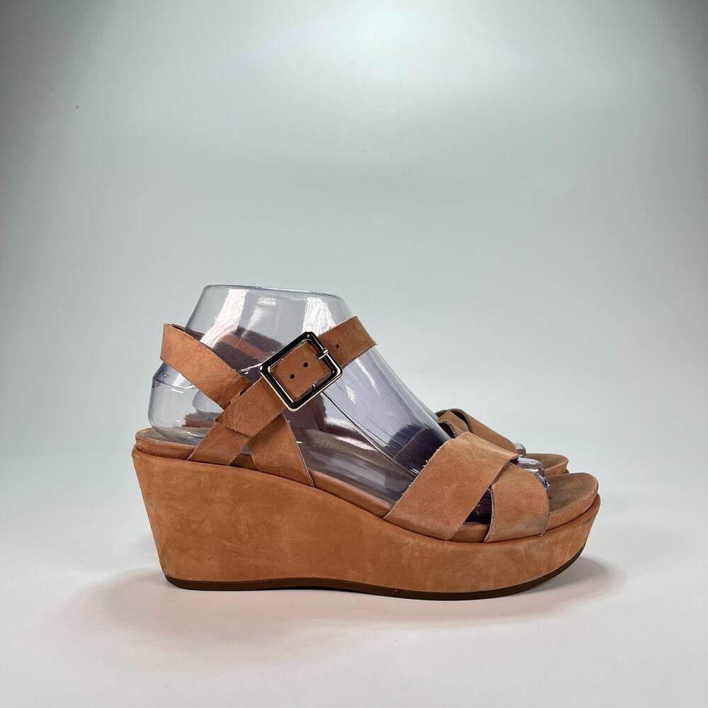 ABEO Hana Brown Suede Comfort Buckle Straps Platform Wedge Sandals Women’s Sz 8N